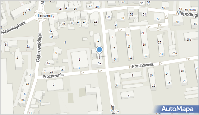 Leszno, Jagiellońska, 5, mapa Leszno