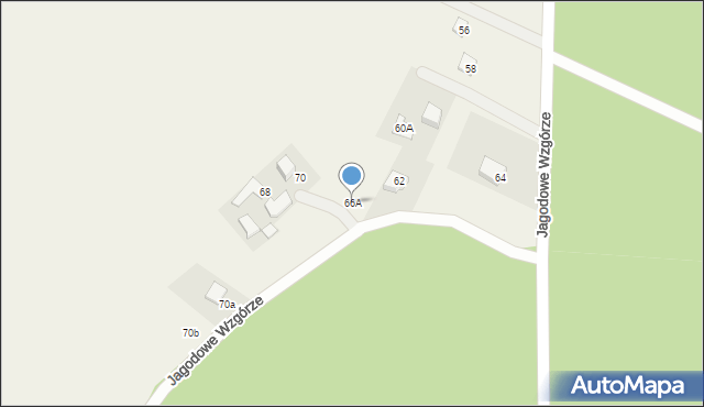 Leźno, Jagodowe Wzgórze, 66A, mapa Leźno