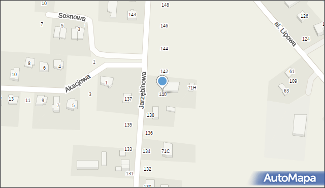 Leźno, Jarzębinowa, 140, mapa Leźno