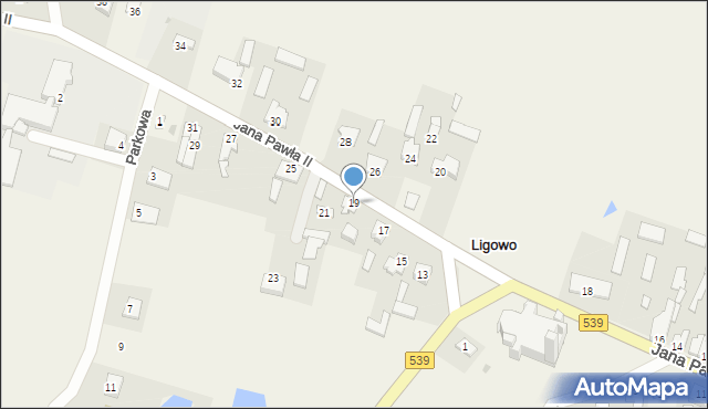Ligowo, Jana Pawła II, 19, mapa Ligowo