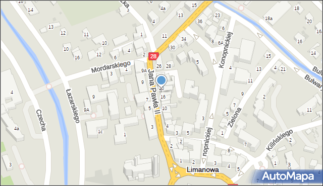 Limanowa, Jana Pawła II, 18, mapa Limanowa