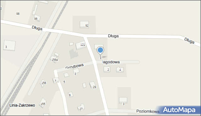 Linia, Jagodowa, 1, mapa Linia