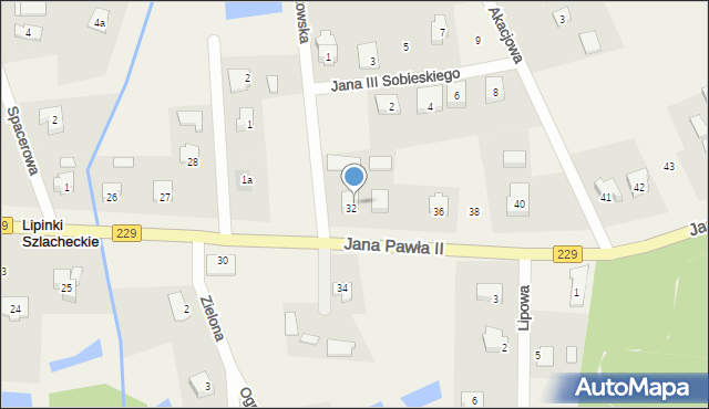 Lipinki Szlacheckie, Jana Pawła II, 33, mapa Lipinki Szlacheckie