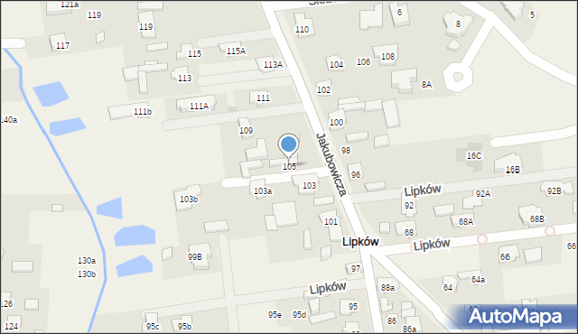 Lipków, Jakubowicza Józefa Paschalisa, 105, mapa Lipków