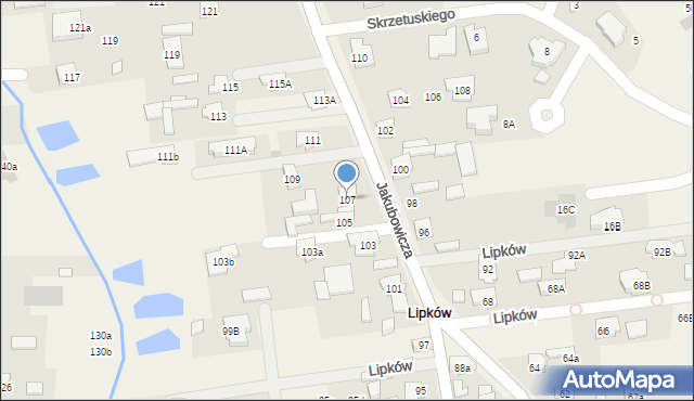 Lipków, Jakubowicza Józefa Paschalisa, 107, mapa Lipków