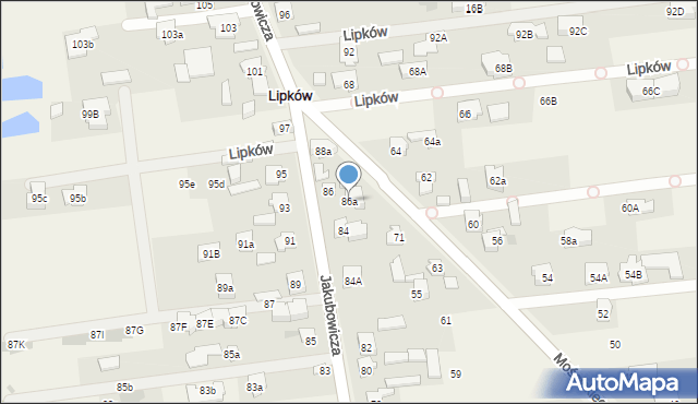Lipków, Jakubowicza Józefa Paschalisa, 86a, mapa Lipków