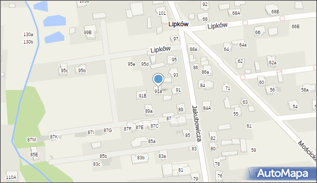 Lipków, Jakubowicza Józefa Paschalisa, 91a, mapa Lipków