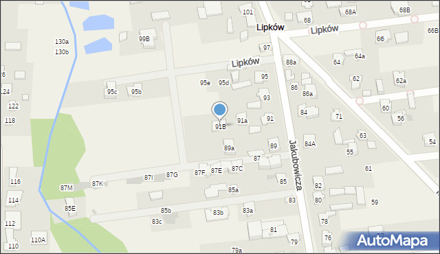 Lipków, Jakubowicza Józefa Paschalisa, 91B, mapa Lipków