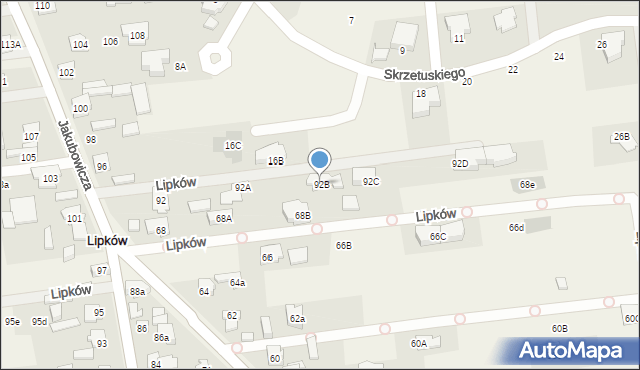 Lipków, Jakubowicza Józefa Paschalisa, 92B, mapa Lipków