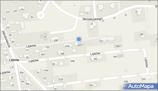 Lipków, Jakubowicza Józefa Paschalisa, 92C, mapa Lipków