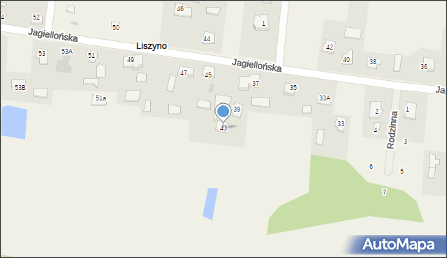 Liszyno, Jagiellońska, 43, mapa Liszyno