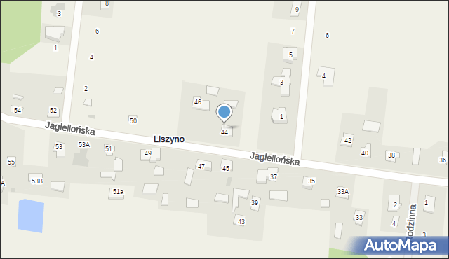 Liszyno, Jagiellońska, 44, mapa Liszyno
