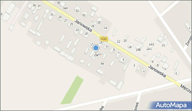 Łobaczew Duży, Janowska, 13a, mapa Łobaczew Duży