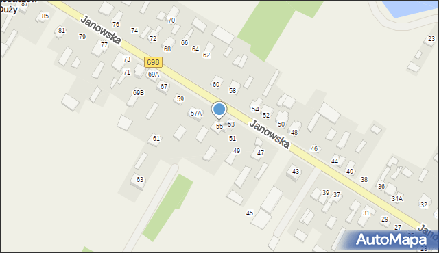 Łobaczew Duży, Janowska, 55, mapa Łobaczew Duży