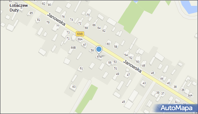Łobaczew Duży, Janowska, 57A, mapa Łobaczew Duży