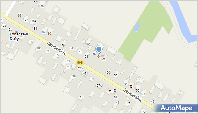 Łobaczew Duży, Janowska, 64, mapa Łobaczew Duży