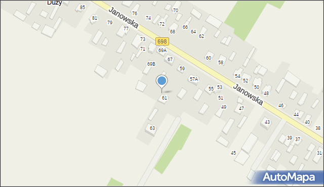 Łobaczew Duży, Janowska, 65, mapa Łobaczew Duży