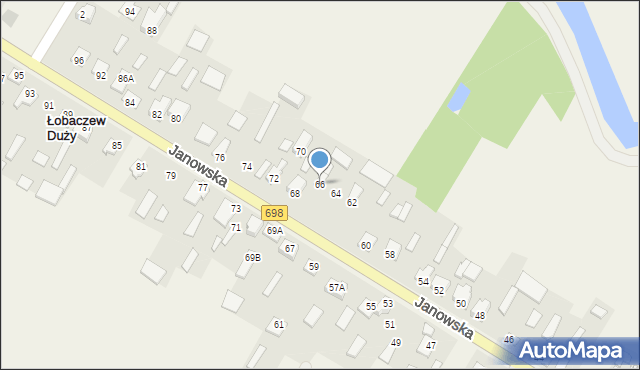 Łobaczew Duży, Janowska, 66, mapa Łobaczew Duży