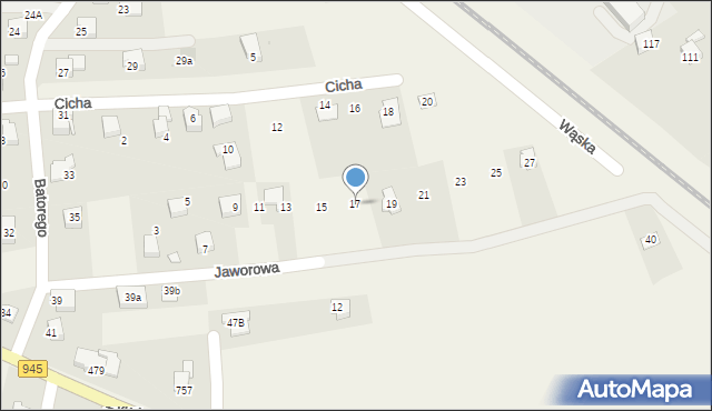 Łodygowice, Jaworowa, 17, mapa Łodygowice