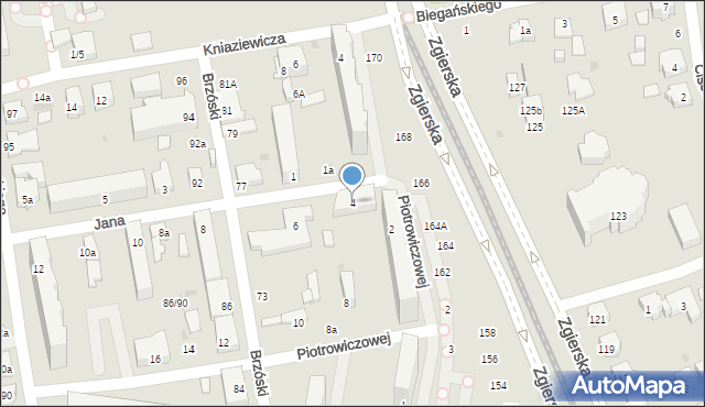 Łódź, Jana, 4, mapa Łodzi