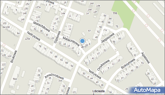 Łódź, Jaspisowa, 40, mapa Łodzi