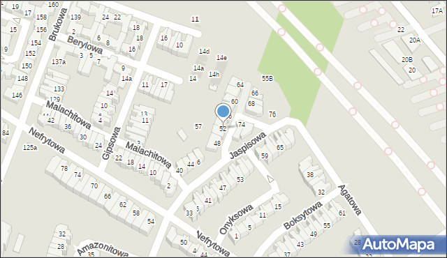 Łódź, Jaspisowa, 52, mapa Łodzi