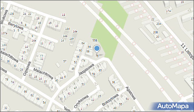 Łódź, Jaspisowa, 76, mapa Łodzi