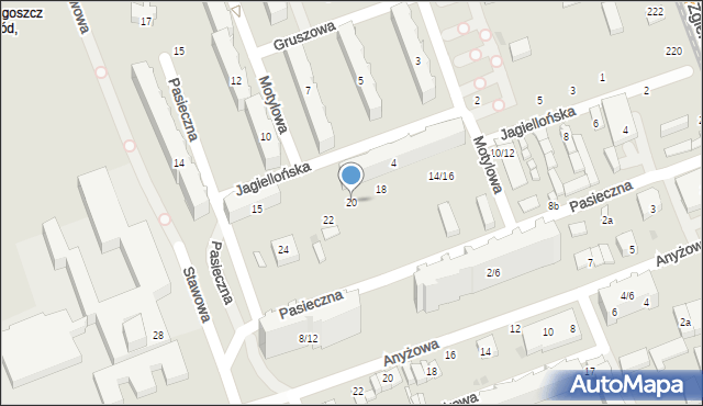 Łódź, Jagiellońska, 20, mapa Łodzi