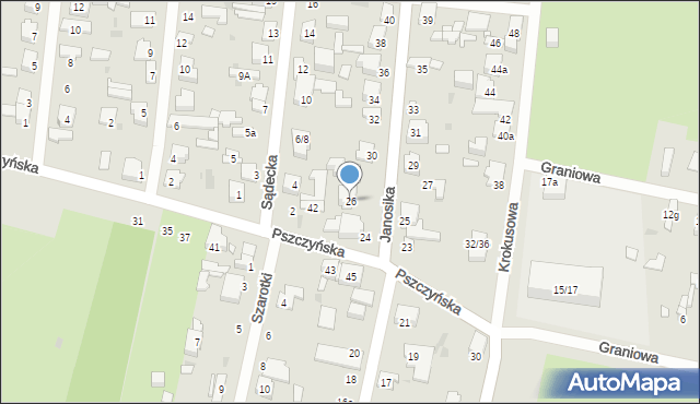 Łódź, Janosika, 26, mapa Łodzi