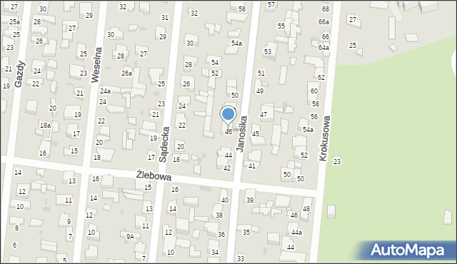Łódź, Janosika, 46, mapa Łodzi