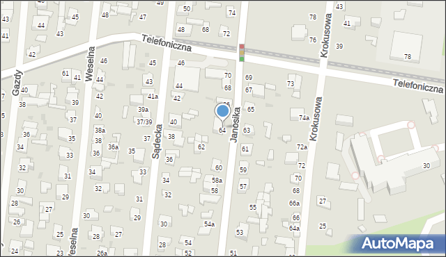 Łódź, Janosika, 64, mapa Łodzi