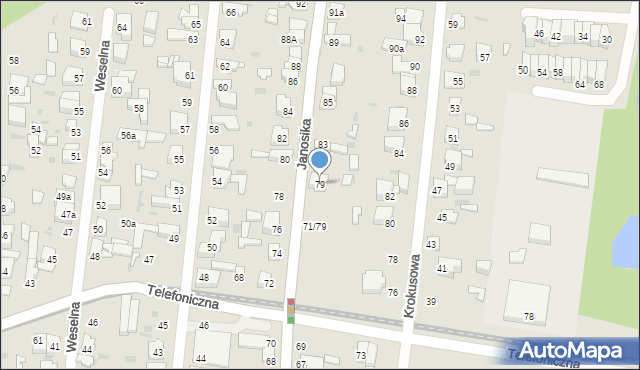 Łódź, Janosika, 79, mapa Łodzi
