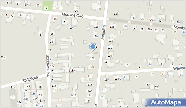 Łódź, Janosika, 122a, mapa Łodzi