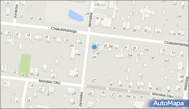 Łódź, Janosika, 129A, mapa Łodzi