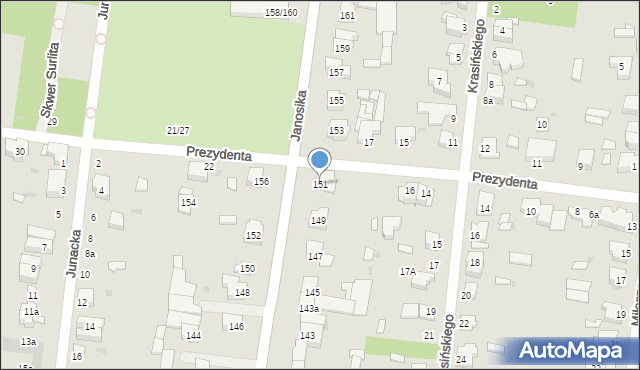 Łódź, Janosika, 151, mapa Łodzi
