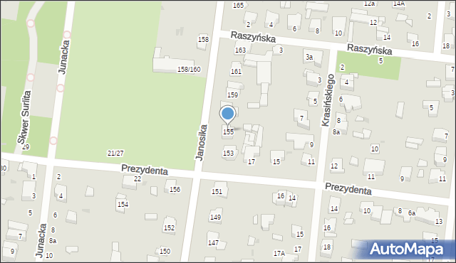 Łódź, Janosika, 155, mapa Łodzi