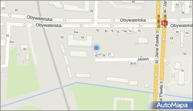 Łódź, Jasień, 41, mapa Łodzi