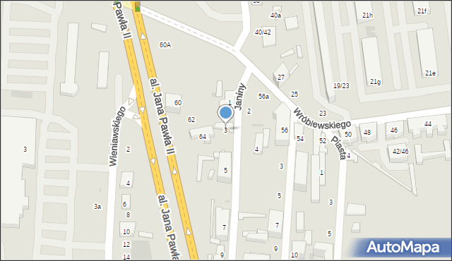 Łódź, Janiny, 3, mapa Łodzi