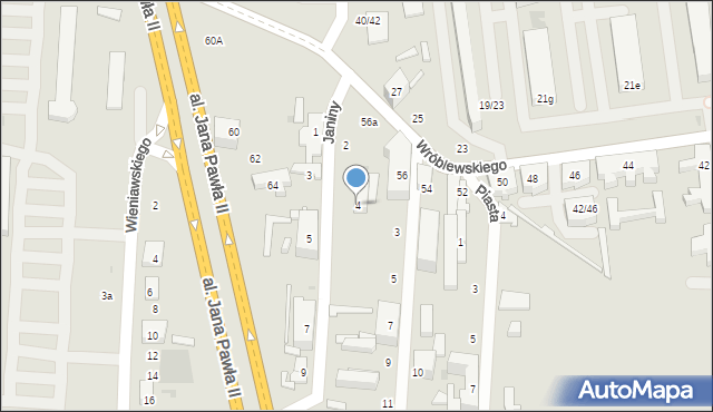 Łódź, Janiny, 4, mapa Łodzi