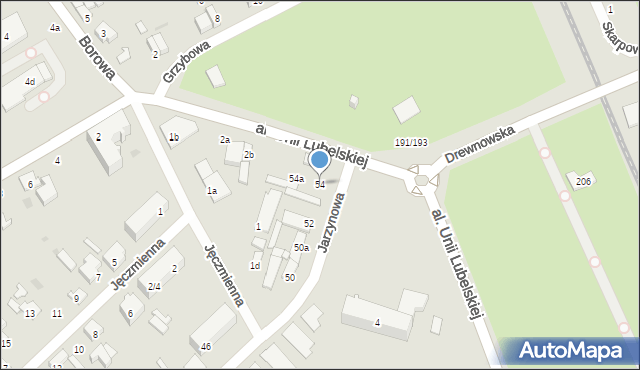 Łódź, Jarzynowa, 54, mapa Łodzi