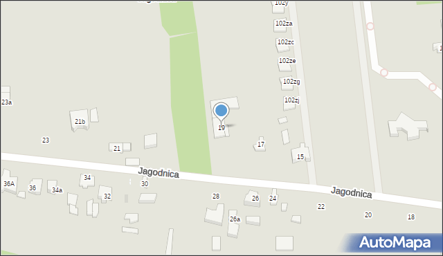 Łódź, Jagodnica, 19, mapa Łodzi