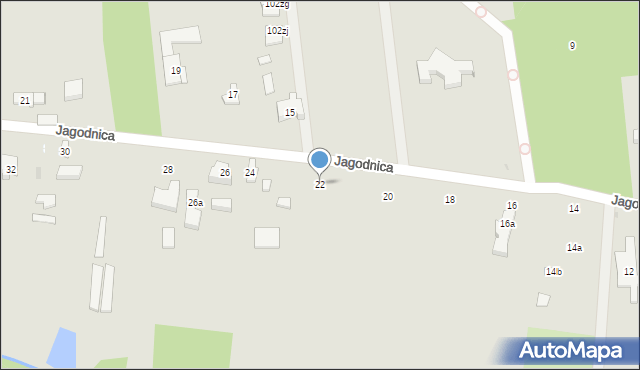 Łódź, Jagodnica, 22, mapa Łodzi