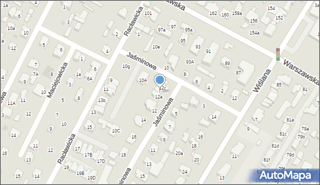 Łomianki, Jaśminowa, 12b, mapa Łomianki