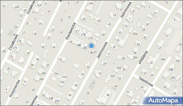 Łomianki, Jaśminowa, 20, mapa Łomianki