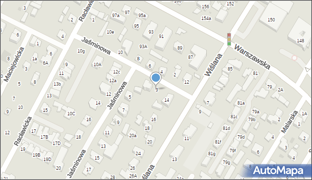 Łomianki, Jaśminowa, 3, mapa Łomianki