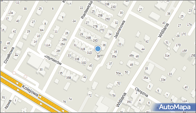 Łomianki, Jaśminowa, 38, mapa Łomianki