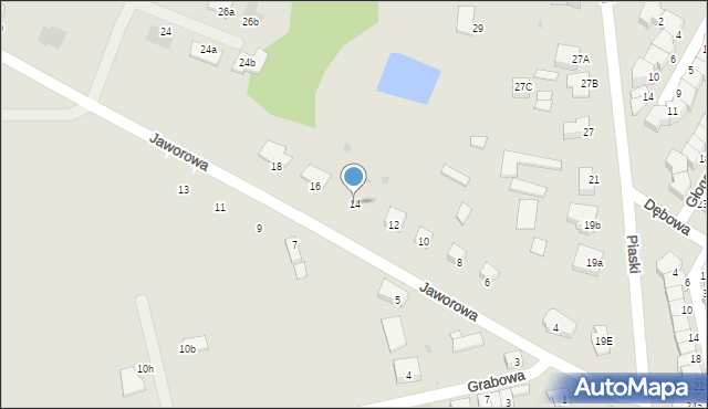 Łomża, Jaworowa, 14, mapa Łomży