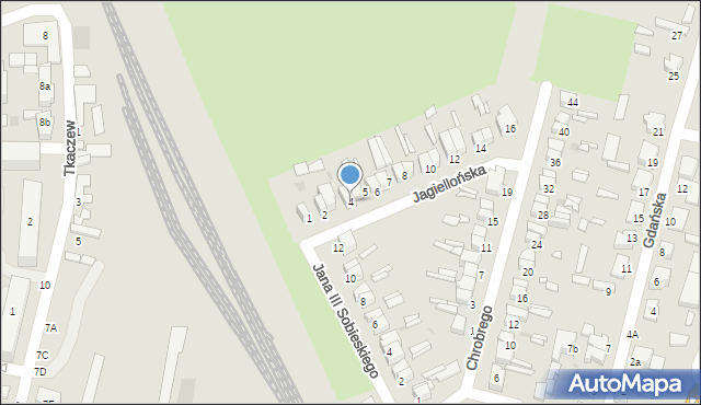 Łowicz, Jagiellońska, 4, mapa Łowicza