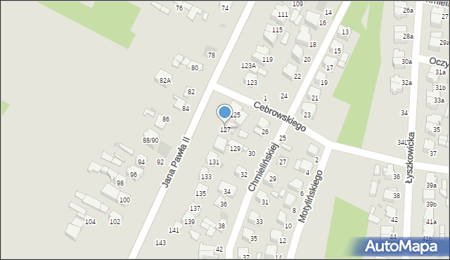 Łowicz, Jana Pawła II, 127, mapa Łowicza