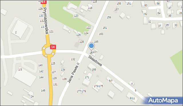 Łowicz, Jana Pawła II, 167, mapa Łowicza